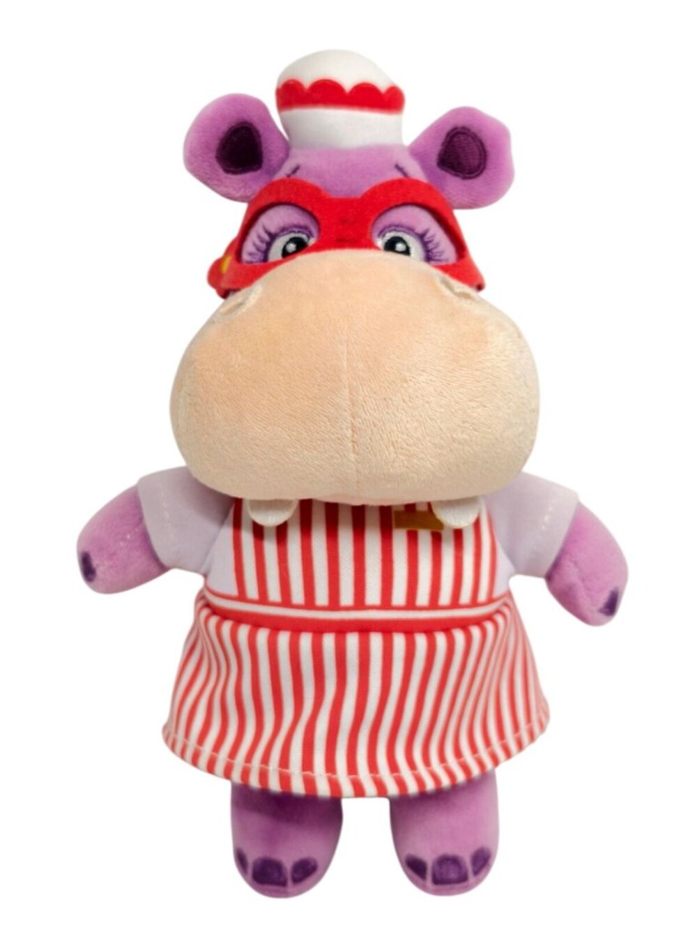 Disney Store Doc McStuffins Hallie Hippo 7" Plush Nurse Toy Red White Striped Dr
